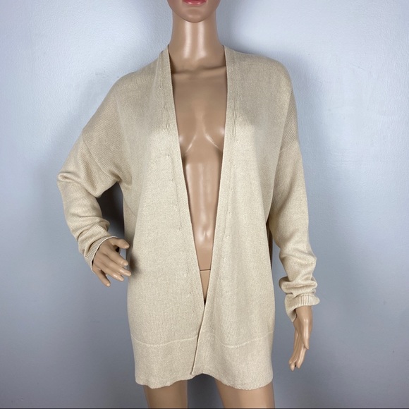 NEW EILEEN FISHER BEIGE OPEN FRONT CARDIGAN - Picture 2 of 10